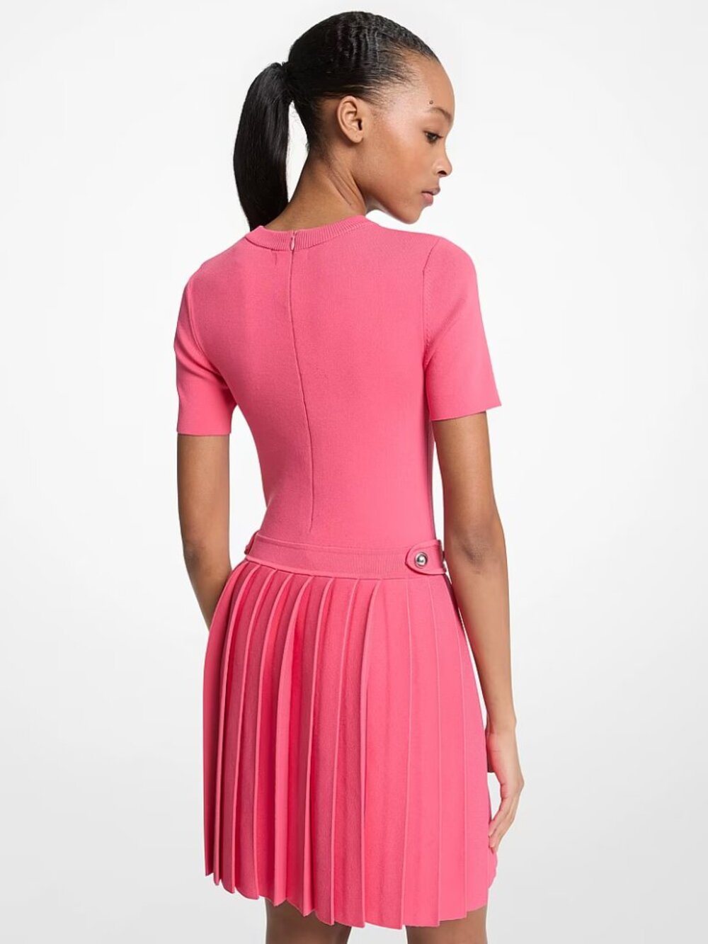 MICHAEL Kors Stretch Knit Pleated Mini Dress  Size M